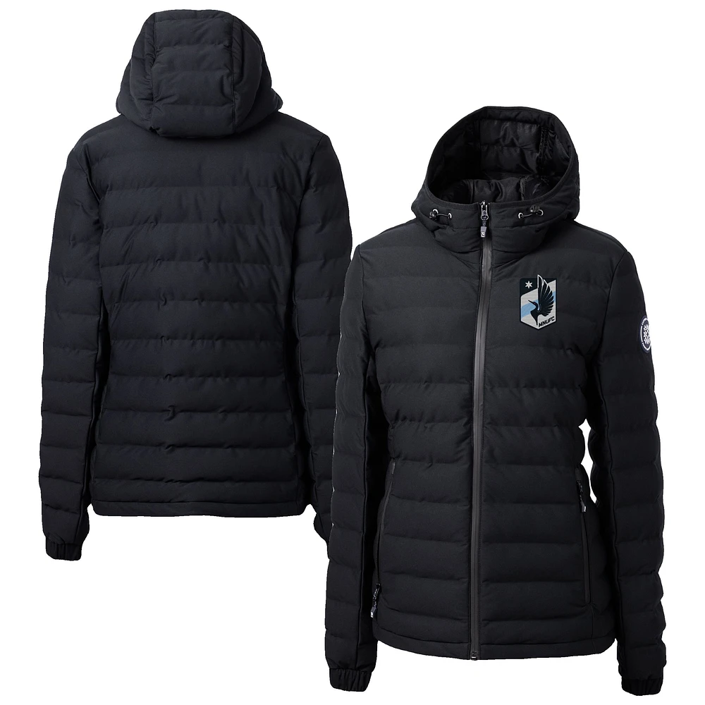 Women's Cutter & Buck Black Minnesota United FC Mission Ridge Repreve Eco Insulated Hooded Puffer Jacket