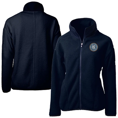 Women's Cutter & Buck Navy New York City FC Cascade Eco Fleece Full-Zip Jacket
