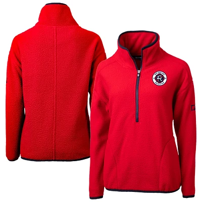 Women's Cutter & Buck Red New England Revolution Cascade Eco Fleece Pullover Jacket