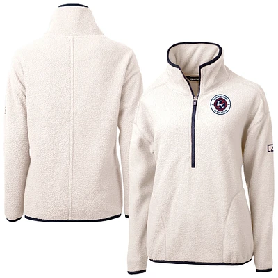 Women's Cutter & Buck Oatmeal New England Revolution Cascade Eco Fleece Pullover Jacket