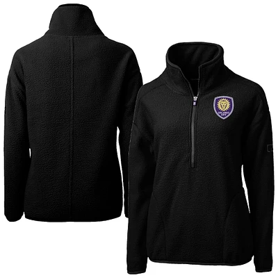 Women's Cutter & Buck Black Orlando City SC Cascade Eco Fleece Pullover Jacket