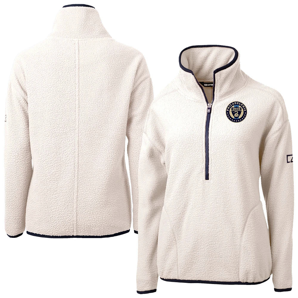 Women's Cutter & Buck Oatmeal Philadelphia Union Cascade Eco Fleece Pullover Jacket