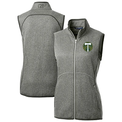 Women's Cutter & Buck Heather Gray Portland Timbers Mainsail Sweater-Knit Full-Zip Vest