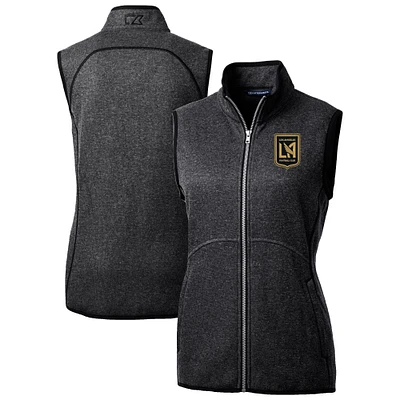 Women's Cutter & Buck Heather Charcoal LAFC Mainsail Sweater-Knit Full-Zip Vest