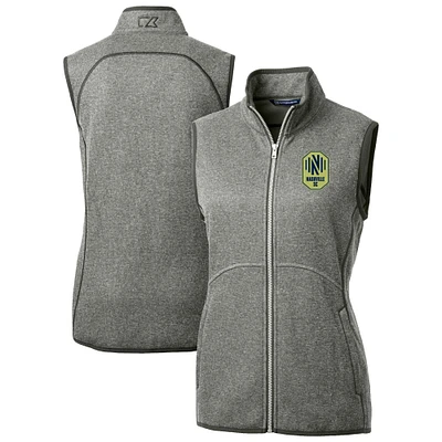 Women's Cutter & Buck Heather Gray Nashville SC Mainsail Sweater-Knit Full-Zip Vest