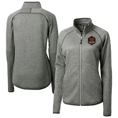 Women's Cutter & Buck Heather Gray Houston Dynamo FC Mainsail Sweater-Knit Raglan Full-Zip Jacket