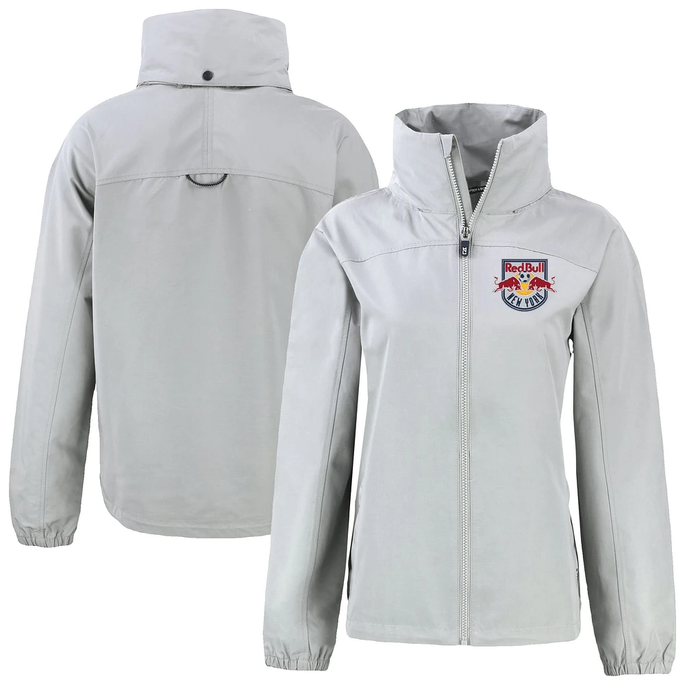 Women's Cutter & Buck Gray New York Red Bulls Charter Eco Recycled Full-Zip Jacket