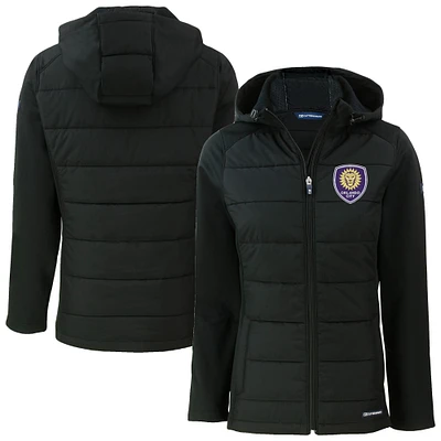 Women's Cutter & Buck Orlando City SC Evoke Hybrid Eco Softshell Recycled Full Zip Hooded Jacket