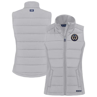 Women's Cutter & Buck Gray Philadelphia Union Evoke Hybrid Eco Softshell Recycled Full-Zip Vest