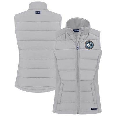 Women's Cutter & Buck Gray New York City FC Evoke Hybrid Eco Softshell Recycled Full-Zip Vest