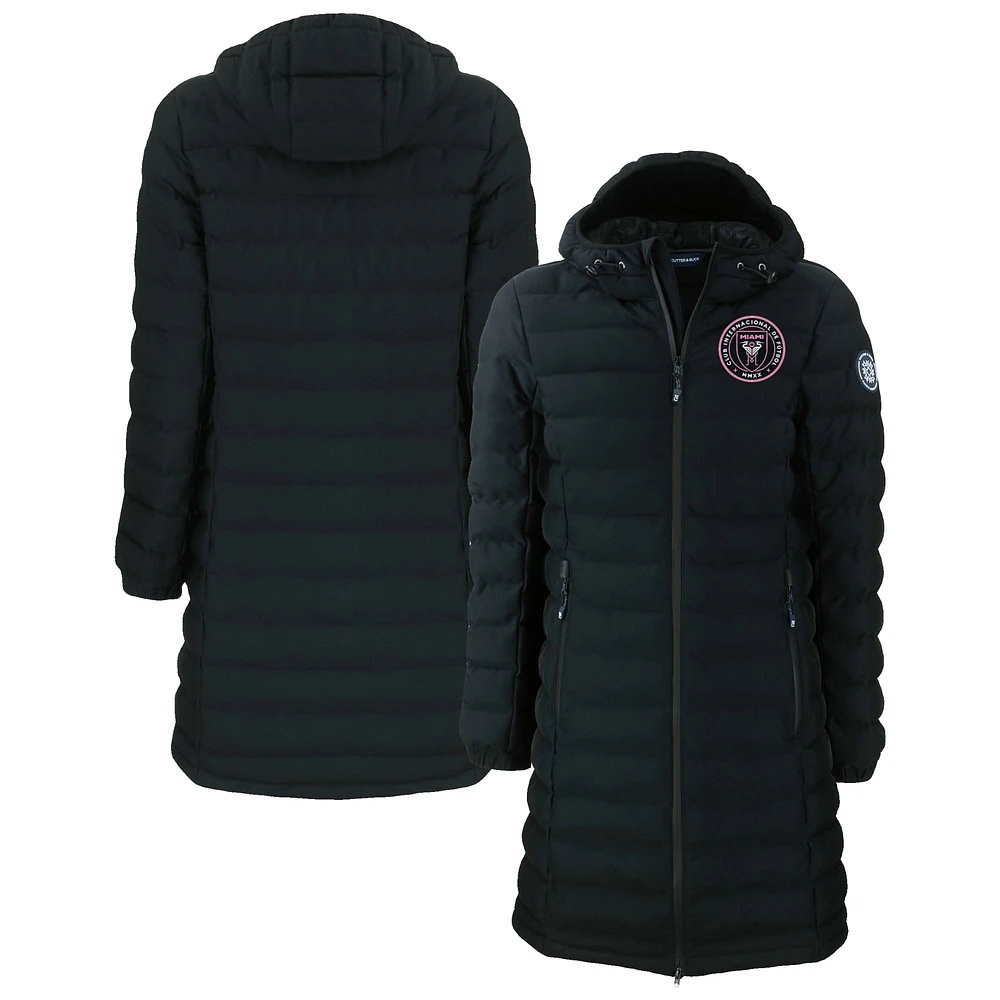 Women's Cutter & Buck Black Inter Miami CF Mission Ridge Repreve Eco Insulated Long Full-Zip Puffer Jacket