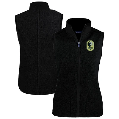 Women's Cutter & Buck Black Nashville SC Cascade Eco Fleece Vest