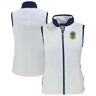 Women's Cutter & Buck White Nashville SC Cascade Eco Fleece Vest