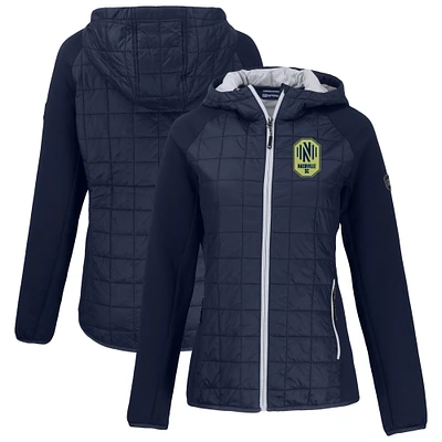 Women's Cutter & Buck  Navy Nashville SC Rainier Primaloft Eco Raglan Full-Zip Hybrid Hooded Jacket