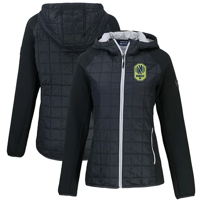 Women's Cutter & Buck  Black Nashville SC Rainier Primaloft Eco Raglan Full-Zip Hybrid Hooded Jacket