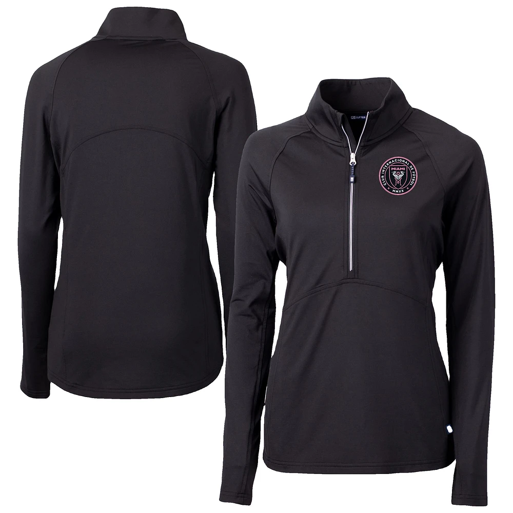 Women's Cutter & Buck Black Inter Miami CF Adapt Eco Knit Stretch Recycled Half-Zip Top