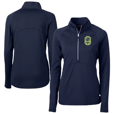 Women's Cutter & Buck Navy Nashville SC Adapt Eco Knit Stretch Recycled Half-Zip Top