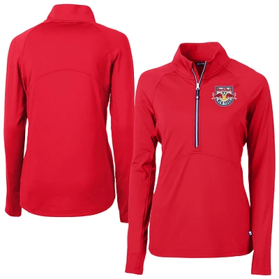 Women's Cutter & Buck Red New York Bulls Adapt Eco Knit Stretch Recycled Half-Zip Top