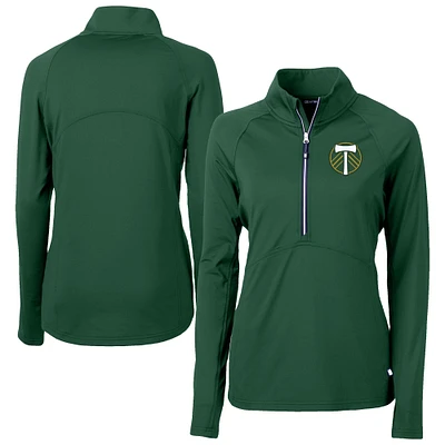 Women's Cutter & Buck Hunter Green Portland Timbers Adapt Eco Knit Stretch Recycled Half-Zip Top