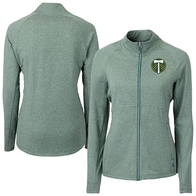 Women's Cutter & Buck Heather Portland Timbers Adapt Eco Knit Hybrid Recycled Raglan Full-Zip Jacket
