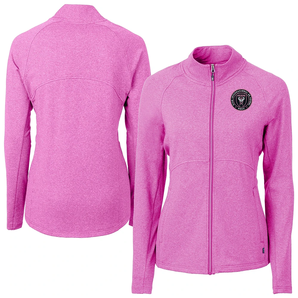 Women's Cutter & Buck Inter Miami CF Adapt Eco Knit Hybrid Recycled Raglan Full-Zip Jacket