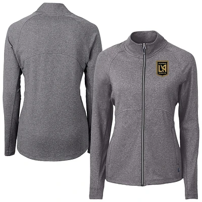 Women's Cutter & Buck Heather LAFC Adapt Eco Knit Hybrid Recycled Raglan Full-Zip Jacket
