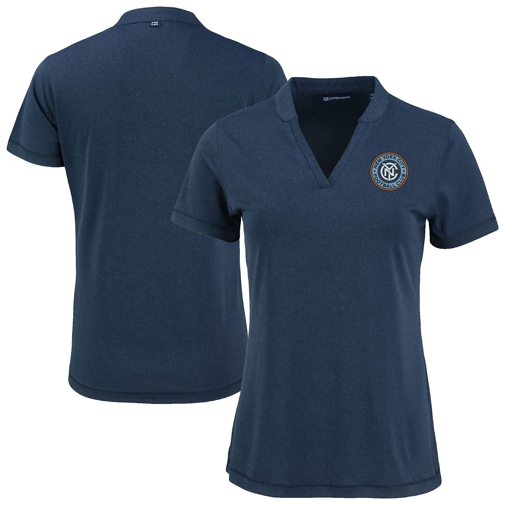 Women's Cutter & Buck Heather Navy New York City FC Forge Stretch Blade Top