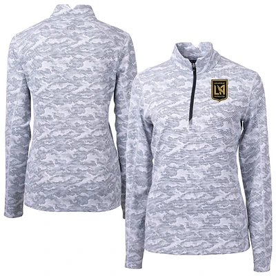 Women's Cutter & Buck Charcoal LAFC Traverse Stretch Eco Camo Print Quarter-Zip Pullover Top