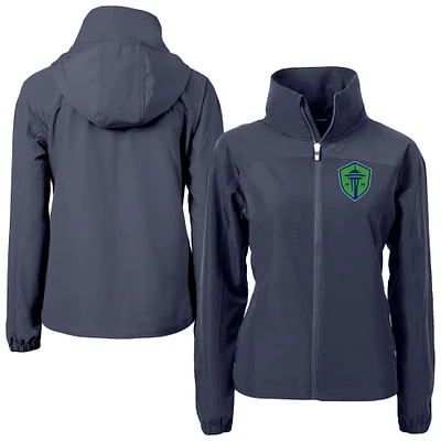 Women's Cutter & Buck Navy Seattle Sounders FC Charter Eco Recycled Full-Zip Jacket