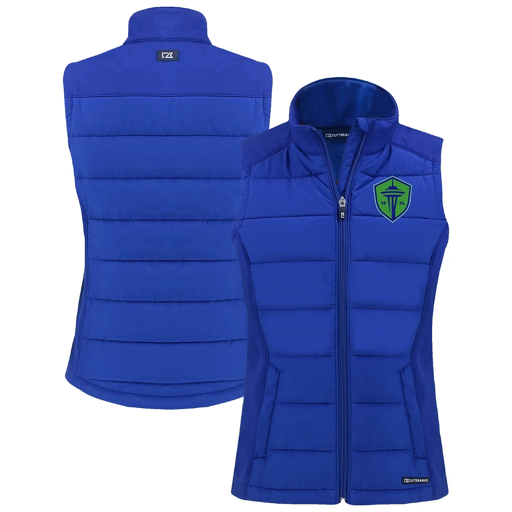Women's Cutter & Buck Seattle Sounders FC Evoke Hybrid Eco Softshell Recycled Full-Zip Vest