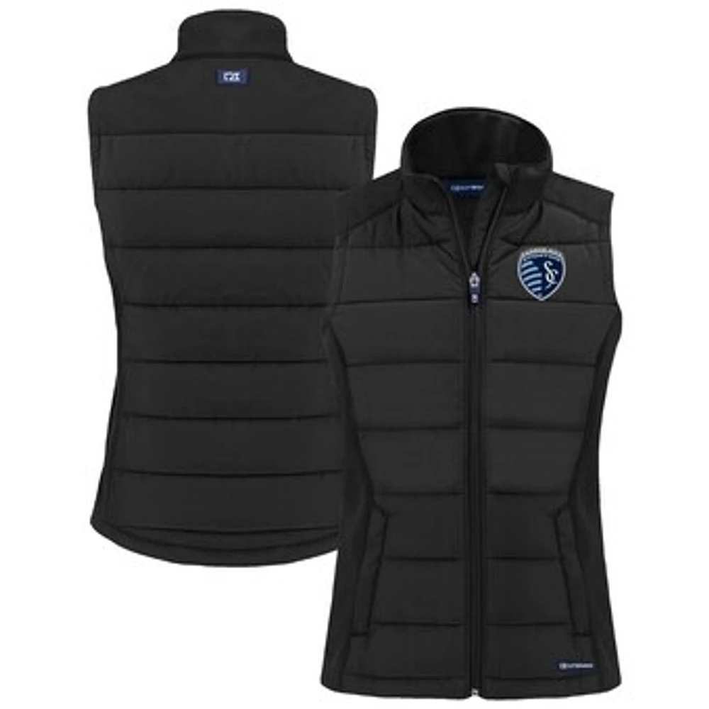 Women's Cutter & Buck Sporting Kansas City Evoke Hybrid Eco Softshell Recycled Full-Zip Vest
