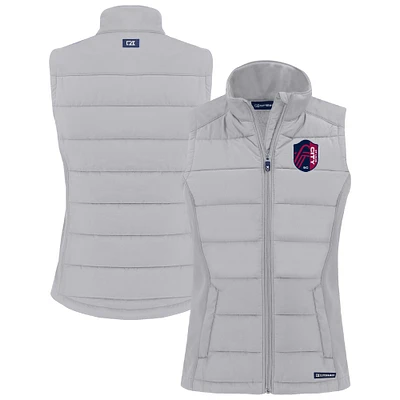 Women's Cutter & Buck Gray St. Louis City SC Evoke Hybrid Eco Softshell Recycled Full-Zip Vest