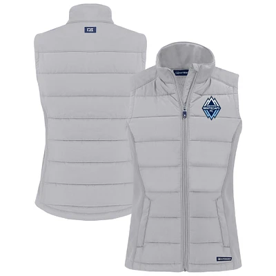Women's Cutter & Buck Gray Vancouver Whitecaps FC Evoke Hybrid Eco Softshell Recycled Full-Zip Vest