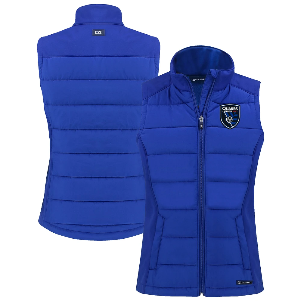 Women's Cutter & Buck San Jose Earthquakes Evoke Hybrid Eco Softshell Recycled Full-Zip Vest