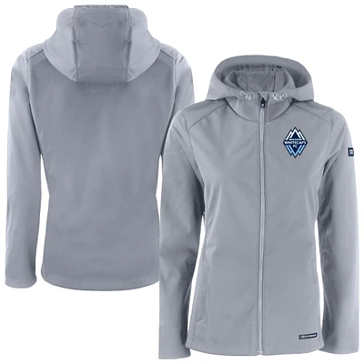 Women's Cutter & Buck Gray Vancouver Whitecaps FC Evoke Eco Softshell Recycled Full-Zip Jacket