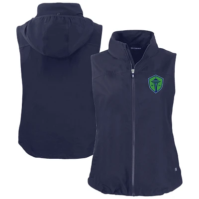 Women's Cutter & Buck Navy Seattle Sounders FC Charter Eco Recycled Full-Zip Vest