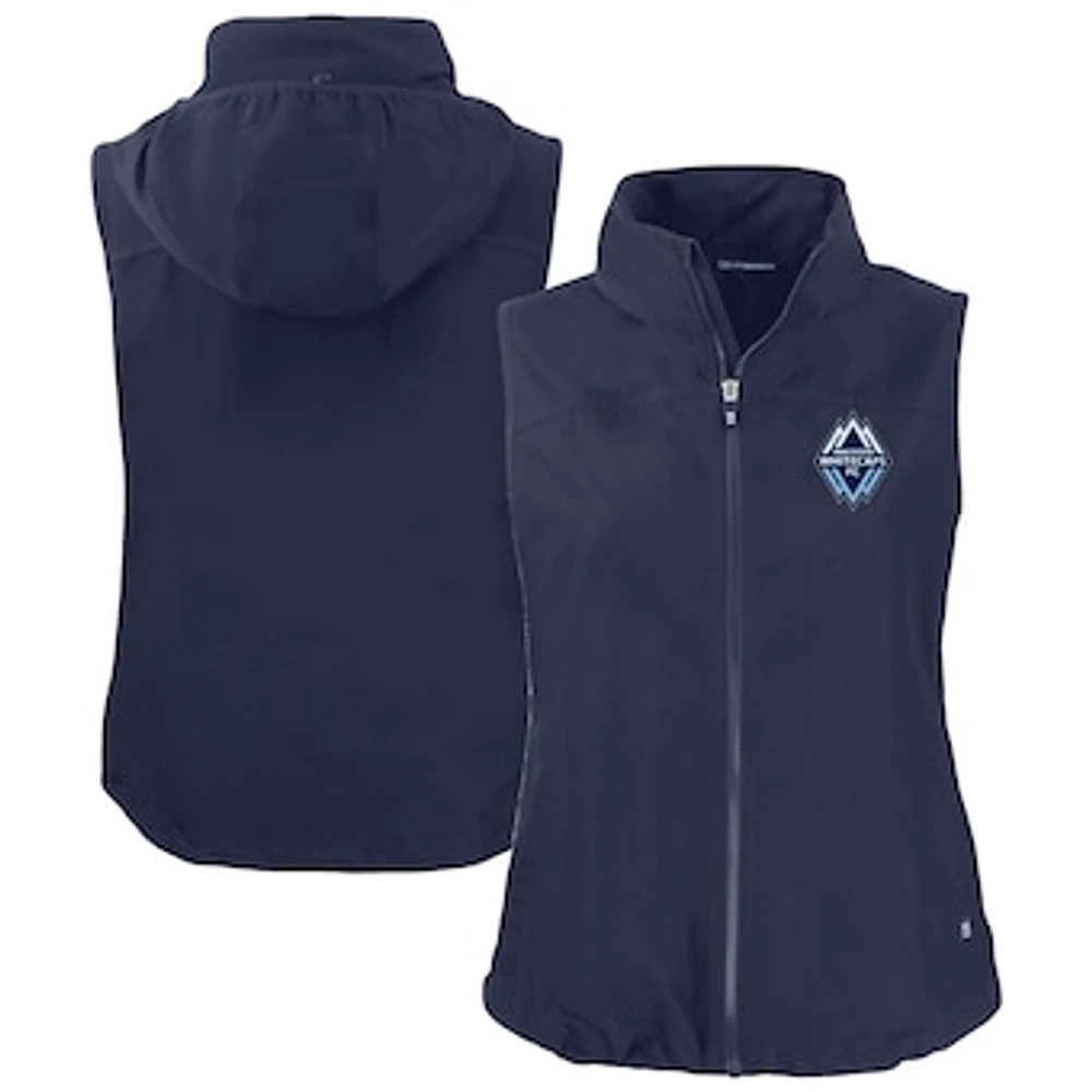 Women's Cutter & Buck Navy Vancouver Whitecaps FC Charter Eco Recycled Full-Zip Vest