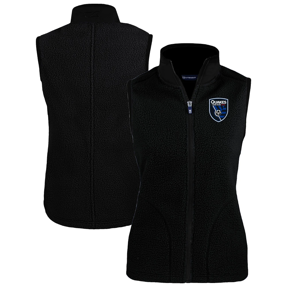 Women's Cutter & Buck Black San Jose Earthquakes Cascade Eco Fleece Vest