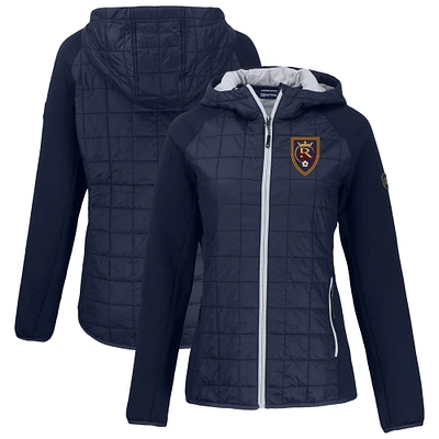 Women's Cutter & Buck Navy Real Salt Lake Rainier Primaloft Eco Raglan Full-Zip Hybrid Hooded Jacket