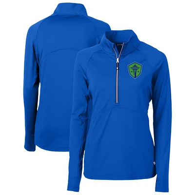 Women's Cutter & Buck Seattle Sounders FC Adapt Eco Knit Stretch Recycled Half-Zip Top