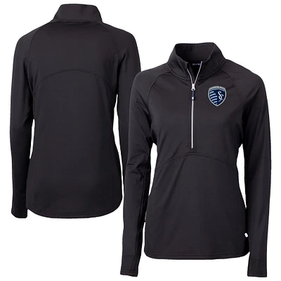 Women's Cutter & Buck Sporting Kansas City Adapt Eco Knit Stretch Recycled Half-Zip Top