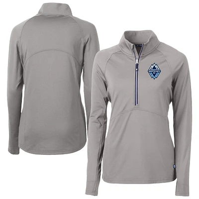 Women's Cutter & Buck Gray Vancouver Whitecaps FC Adapt Eco Knit Stretch Recycled Half-Zip Top