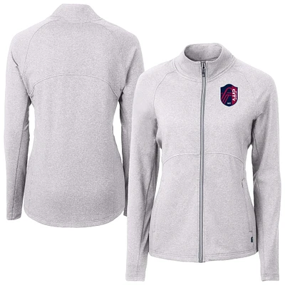 Women's Cutter & Buck Heather Gray St. Louis City SC Adapt Eco Knit Hybrid Recycled Raglan Full-Zip Jacket