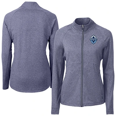 Women's Cutter & Buck Heather Navy Vancouver Whitecaps FC Adapt Eco Knit Hybrid Recycled Raglan Full-Zip Jacket