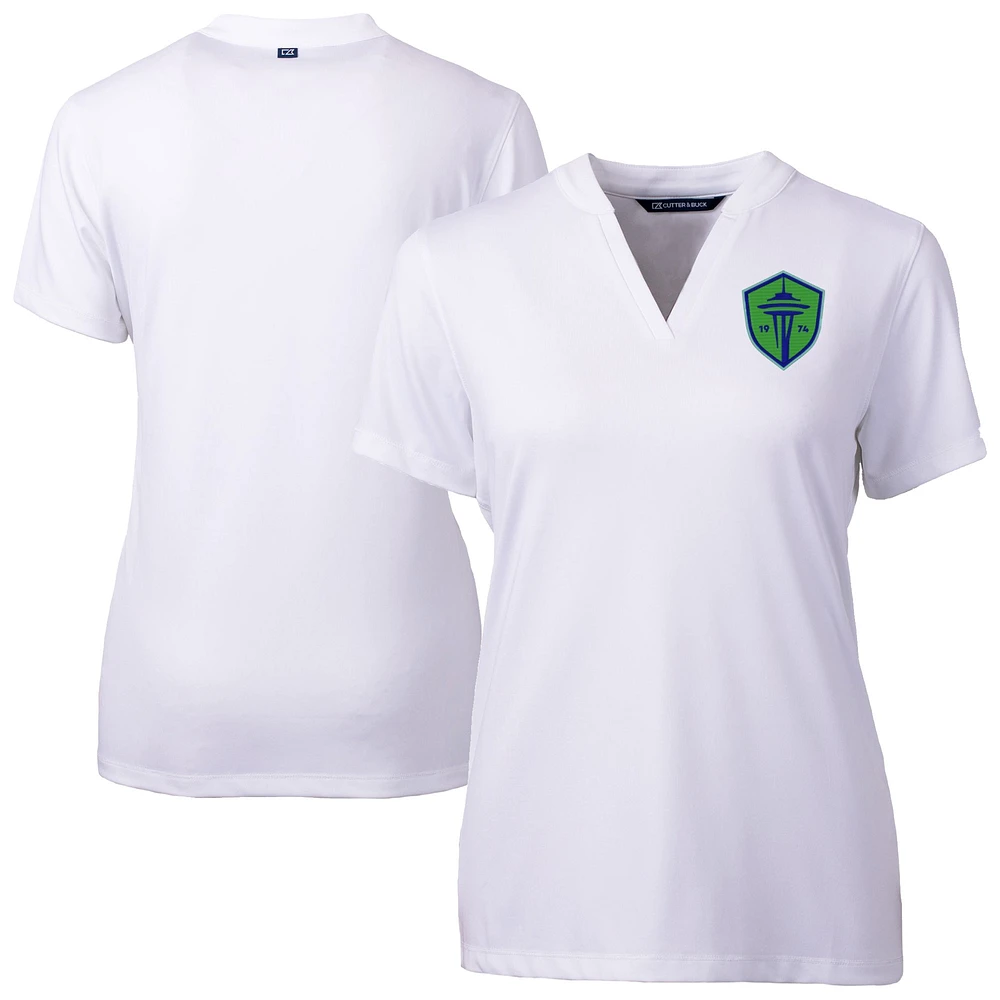 Women's Cutter & Buck White Seattle Sounders FC Forge Heather Stretch Blade Top