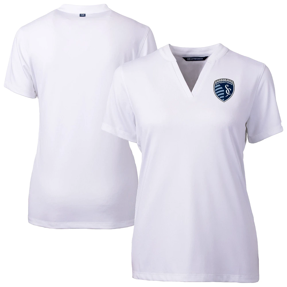 Women's Cutter & Buck White Sporting Kansas City Forge Heather Stretch Blade Top