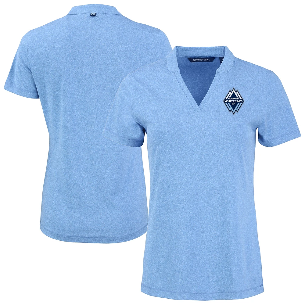 Women's Cutter & Buck Heather Powder Blue Vancouver Whitecaps FC Forge Stretch Blade Top