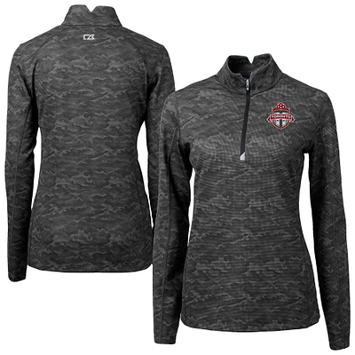 Women's Cutter & Buck Black Toronto FC Traverse Stretch Eco Camo Print Quarter-Zip Pullover Top