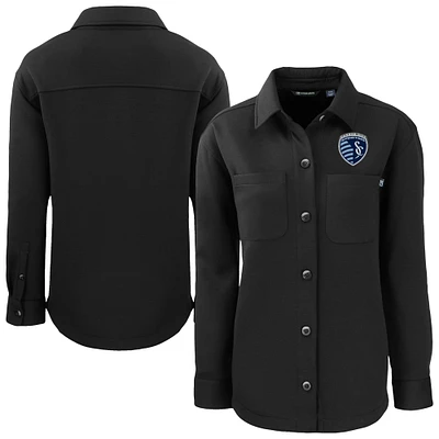Women's Cutter & Buck Black Sporting Kansas City Roam Eco Recycled Shirt Jacket