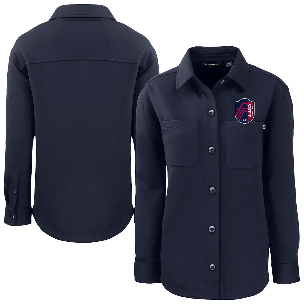 Women's Cutter & Buck Navy St. Louis City SC Roam Eco Recycled Shirt Jacket
